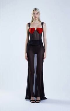 Onarin Ms. Heart Bustier Two Tone Sheer Black Top Skirt Large Extra Large L XL